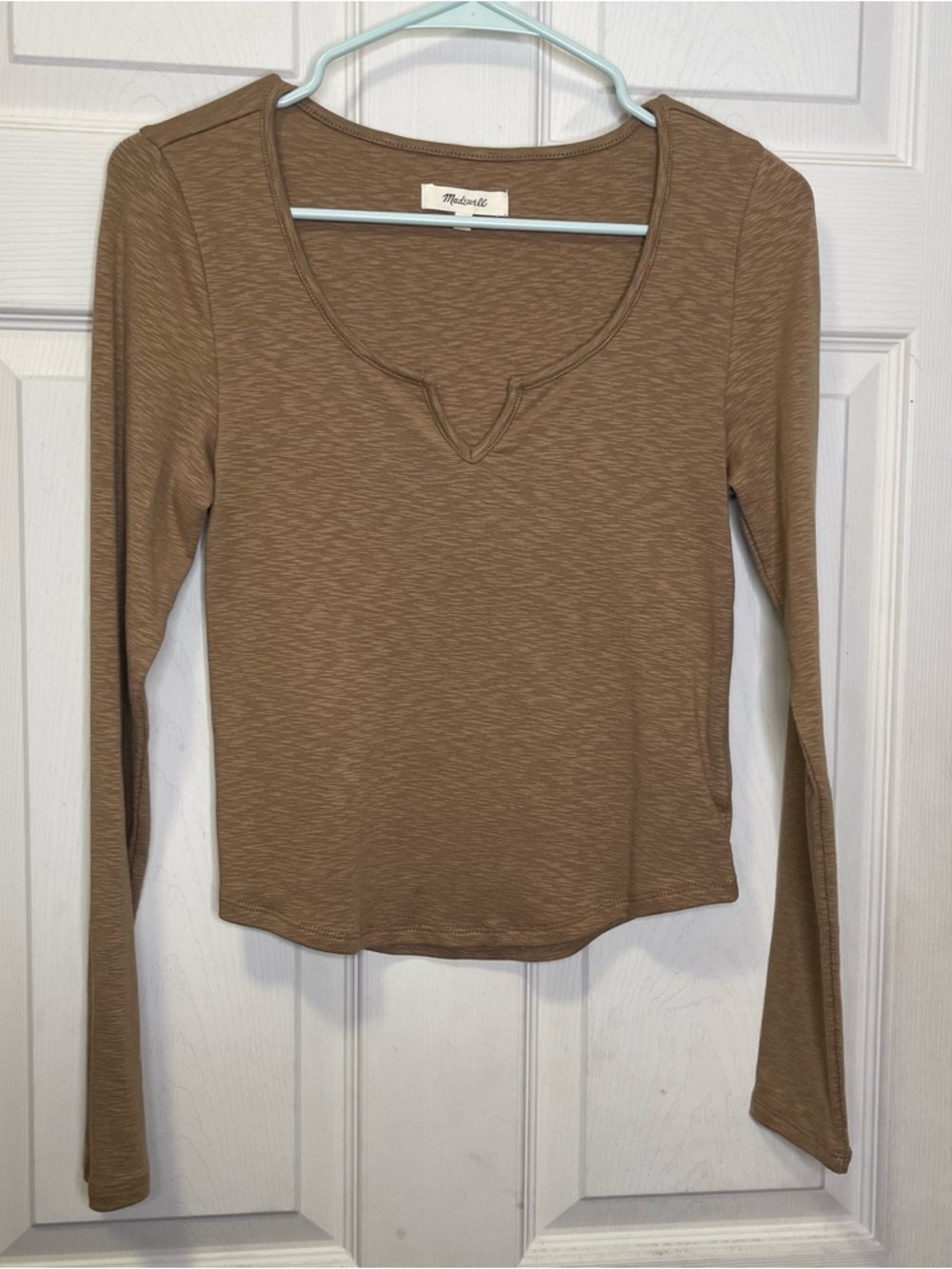 Madewell Womens Split-Neck Long Sleeve Tee Sz S